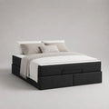 Lit double noir et blanc en tissu avec matelas 160 x 200 cm et deux sommiers en pin massif