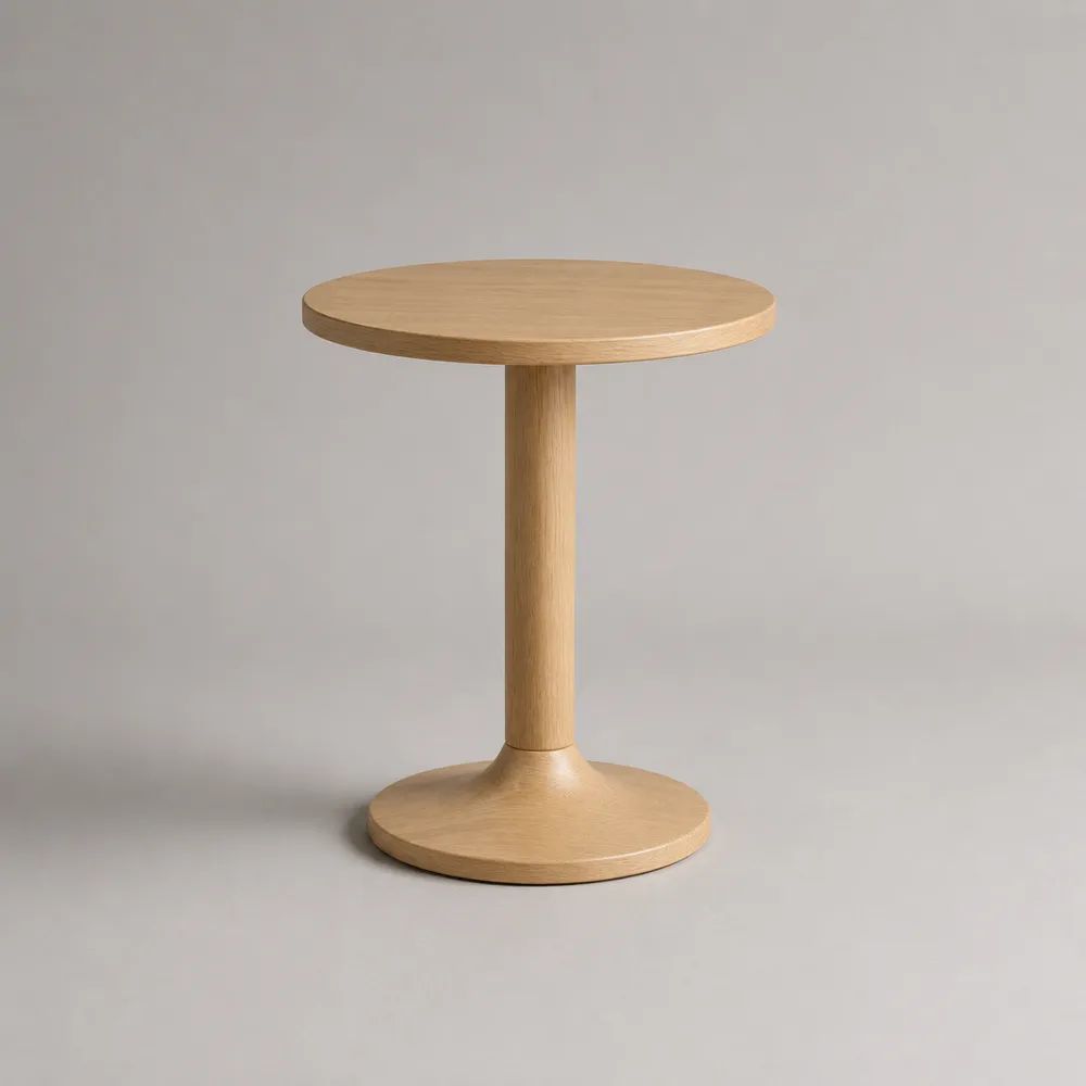 Table d’appoint ronde en bois, Ø 45 × H 55 cm, chêne clair