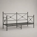 Lit banquette 1 place en acier noir avec sommier intégré, couchage 90 x 200 cm, dimensions 208 x 96 x 110 cm