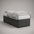 Lit simple rembourré avec sommier en velours côtelé gris anthracite pour matelas 90 x 190 cm, dimensions 200 x 100 x 43 cm
