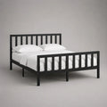 Cadre de lit double en acier noir avec tête et pied de lit à barreaux, couchage 140 × 190 cm