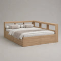 Lit-banquette double en bois 180 × 200 cm, dimensions hors tout 208 × 188 × 80 cm, chêne naturel