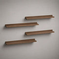 Lot de 4 étagères murales flottantes en bois MDF mélaminé effet noyer, marron, 60 × 12 × 5 cm